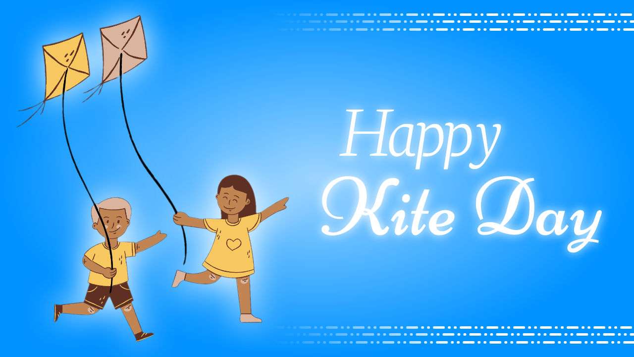 Kids flying kite in kite day